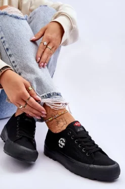 Niskie Damskie Trampki Na Platformie Lee Cooper LCW-23-44-1652L Czarne