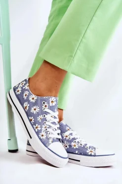 Niskie Damskie Trampki W Kwiaty Niebieskie Janey