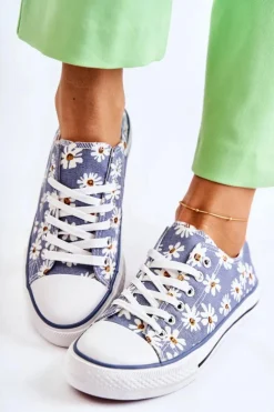 Niskie Damskie Trampki W Kwiaty Niebieskie Janey
