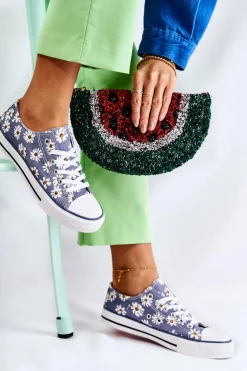 Niskie Damskie Trampki W Kwiaty Niebieskie Janey