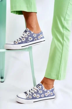 Niskie Damskie Trampki W Kwiaty Niebieskie Janey