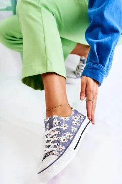 Niskie Damskie Trampki W Kwiaty Niebieskie Janey