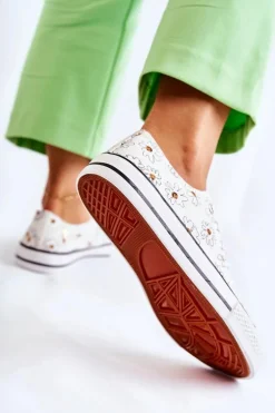 Niskie Damskie Trampki W Kwiaty Białe Janey