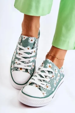 Niskie Damskie Trampki W Kwiaty Zielone Janey