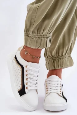 Niskie Klasyczne Buty Sportowe Damskie Białe Lamimi