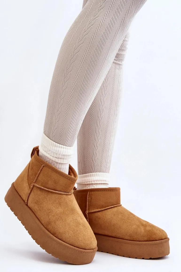 Niskie Śniegowce Damskie Na Platformie Camel Kallins