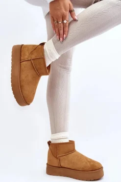 Niskie Śniegowce Damskie Na Platformie Camel Kallins