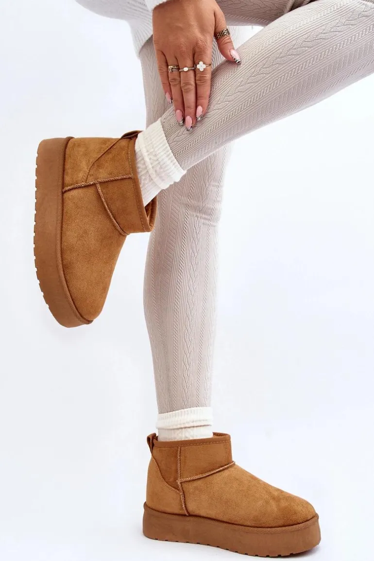 Niskie Śniegowce Damskie Na Platformie Camel Kallins