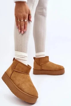 Niskie Śniegowce Damskie Na Platformie Camel Kallins