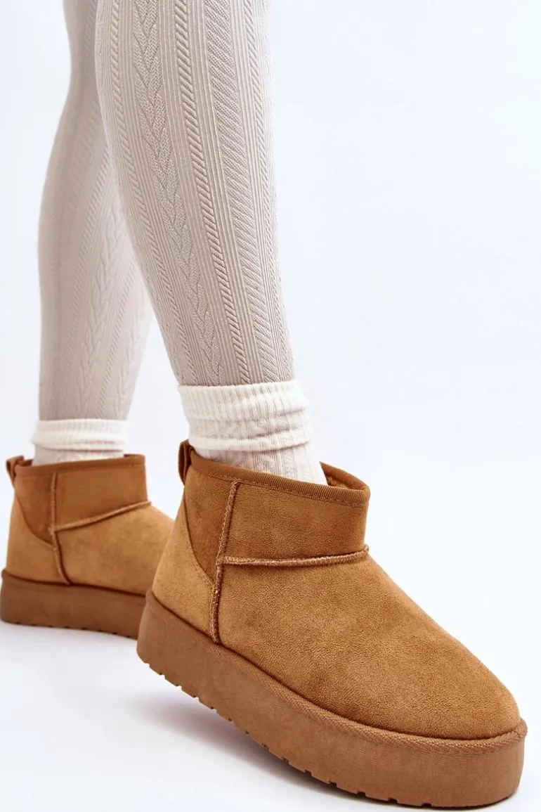 Niskie Śniegowce Damskie Na Platformie Camel Kallins