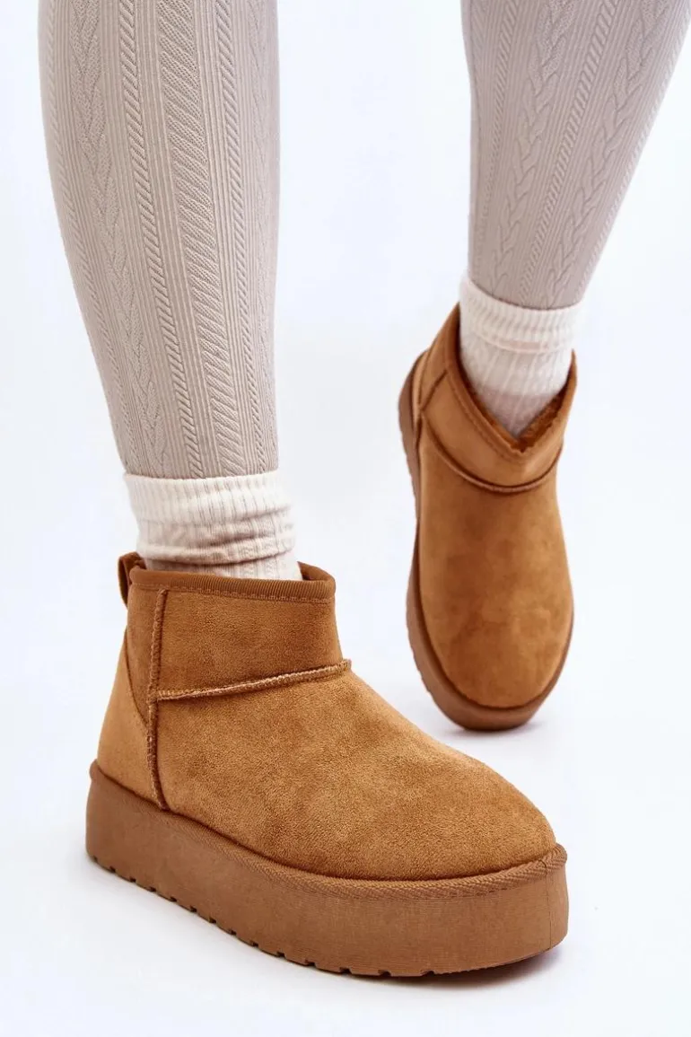 Niskie Śniegowce Damskie Na Platformie Camel Kallins