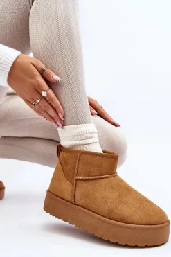 Niskie Śniegowce Damskie Na Platformie Camel Kallins