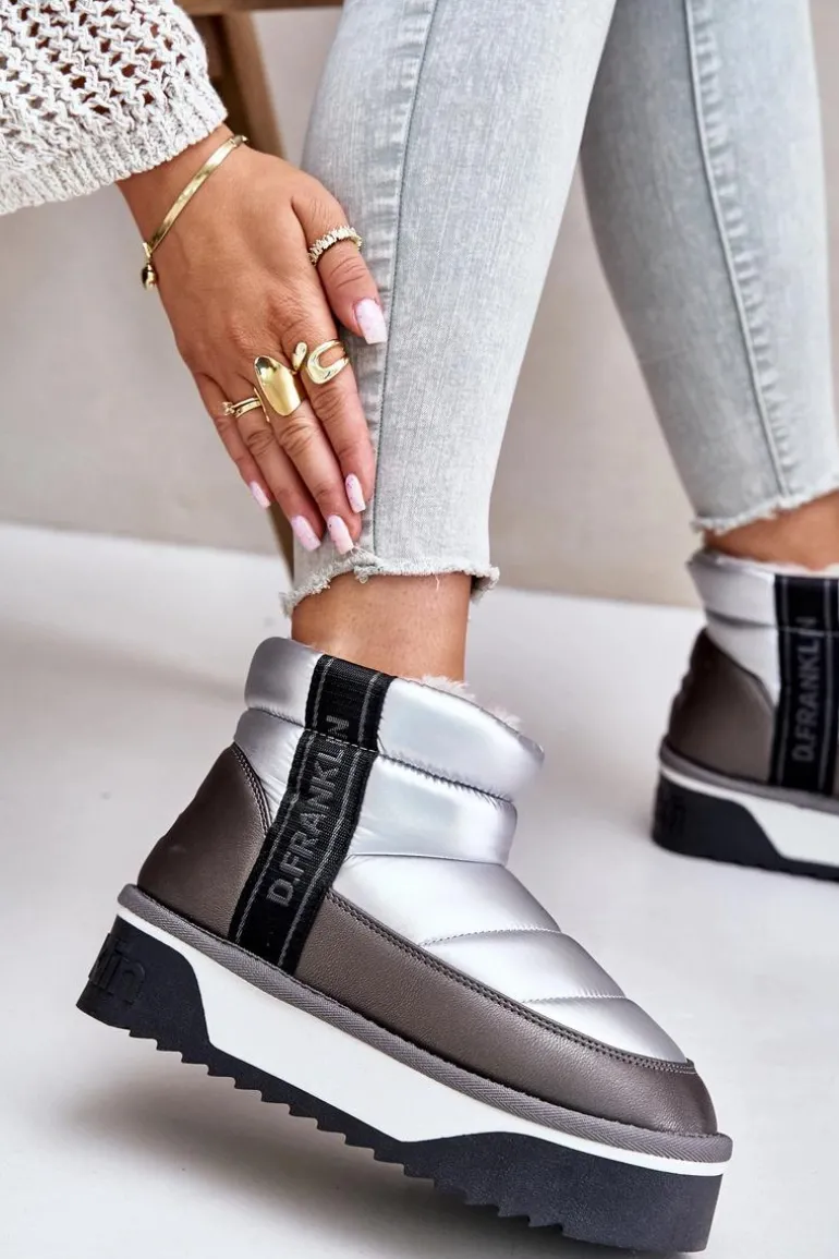 Niskie Śniegowce Na Grubej Podeszwie D.Franklin DFSH371010 Srebrne