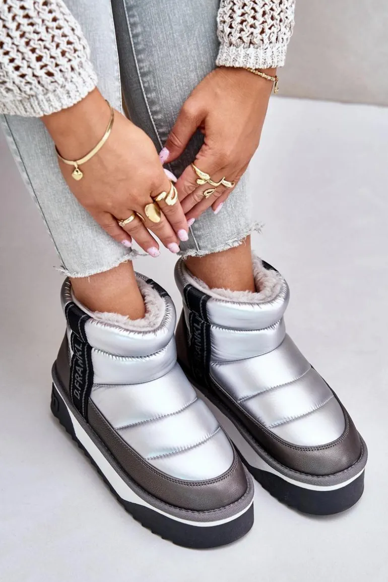 Niskie Śniegowce Na Grubej Podeszwie D.Franklin DFSH371010 Srebrne