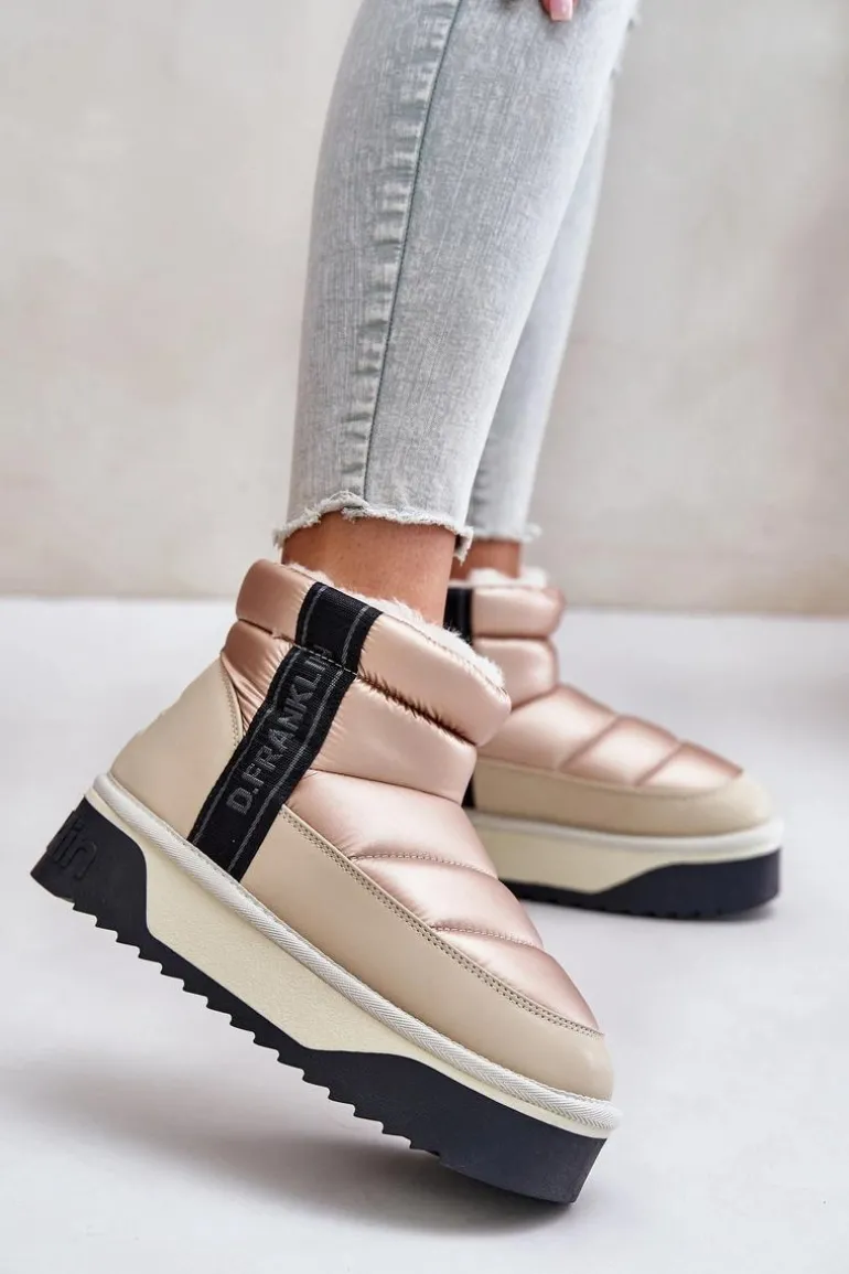 Niskie Śniegowce Na Grubej Podeszwie D.Franklin DFSH371010 Beżowe