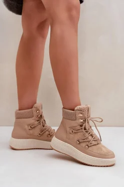 Niskie Śniegowce Na Platformie Brązowe Naliora