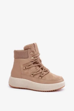 Niskie Śniegowce Na Platformie Brązowe Naliora