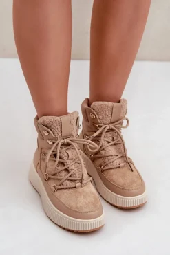 Niskie Śniegowce Na Platformie Brązowe Naliora