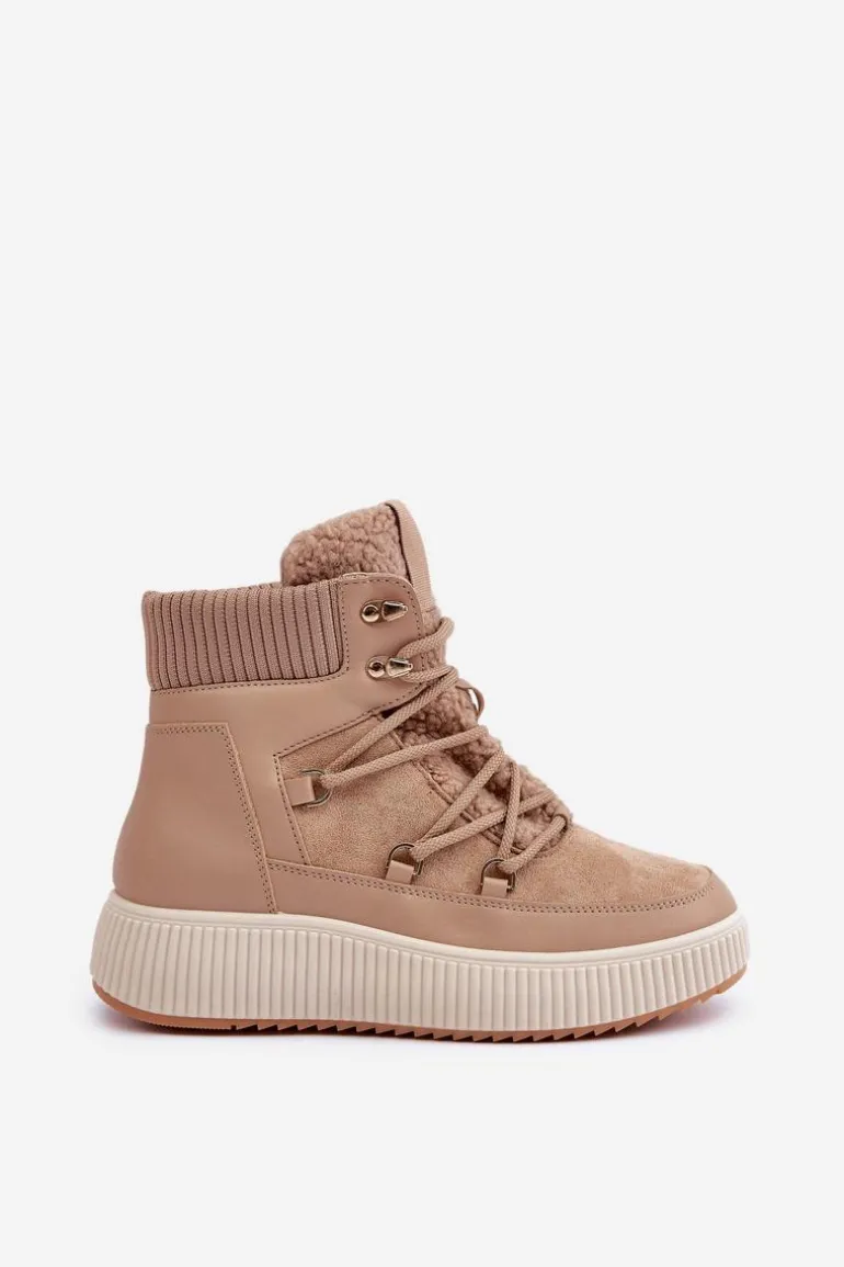 Niskie Śniegowce Na Platformie Brązowe Naliora