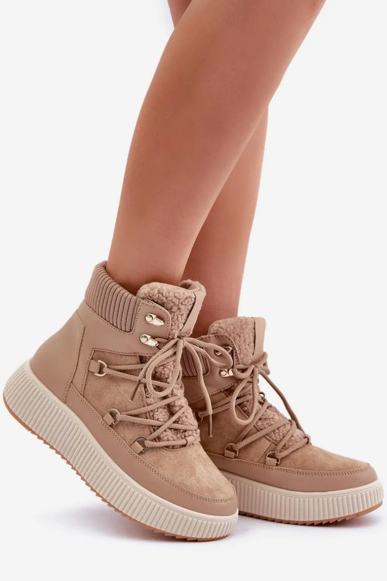 Niskie Śniegowce Na Platformie Brązowe Naliora