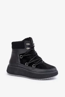 Niskie Śniegowce Na Platformie Czarne Naliora