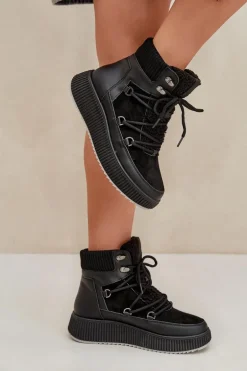 Niskie Śniegowce Na Platformie Czarne Naliora