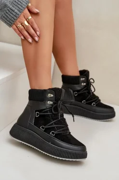 Niskie Śniegowce Na Platformie Czarne Naliora