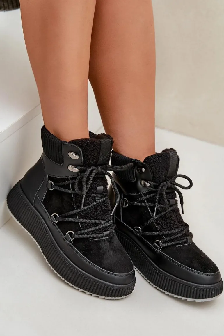 Niskie Śniegowce Na Platformie Czarne Naliora