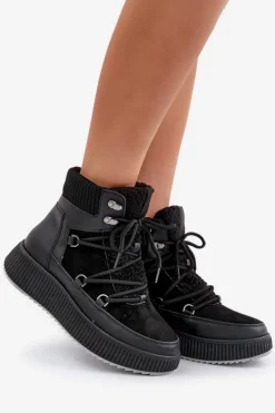 Niskie Śniegowce Na Platformie Czarne Naliora