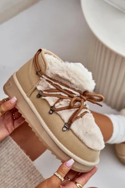 Niskie Śniegowce Na Platformie Z Futerkiem D.Franklin DFSH370011 Beżowe