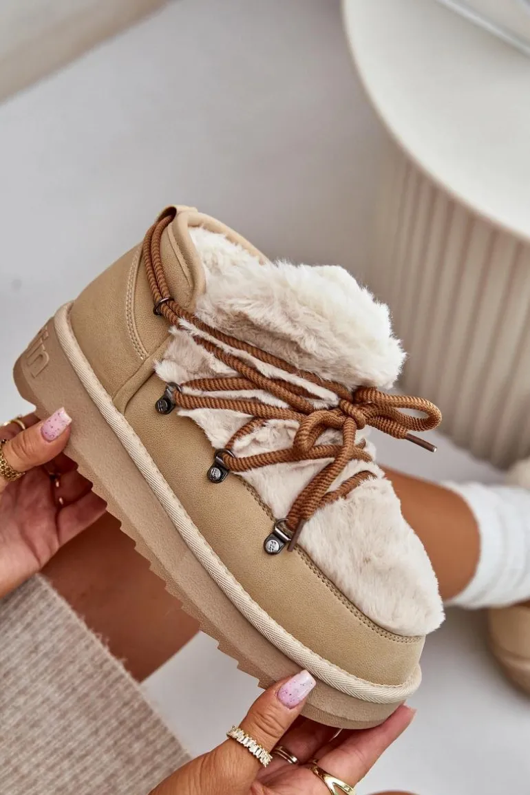 Niskie Śniegowce Na Platformie Z Futerkiem D.Franklin DFSH370011 Beżowe