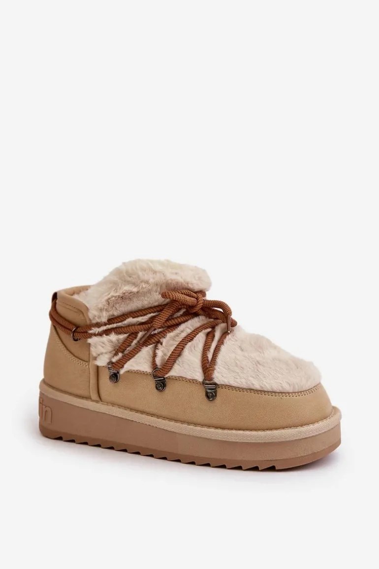 Niskie Śniegowce Na Platformie Z Futerkiem D.Franklin DFSH370011 Beżowe