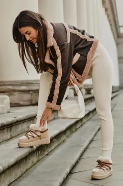 Niskie Śniegowce Na Platformie Z Futerkiem D.Franklin DFSH370011 Beżowe