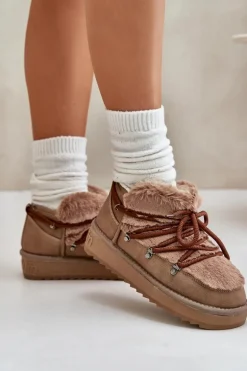 Niskie Śniegowce Na Platformie Z Futerkiem D.Franklin DFSH370011 Brązowe