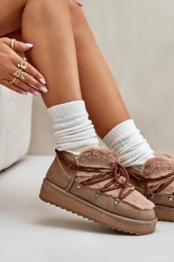 Niskie Śniegowce Na Platformie Z Futerkiem D.Franklin DFSH370011 Brązowe