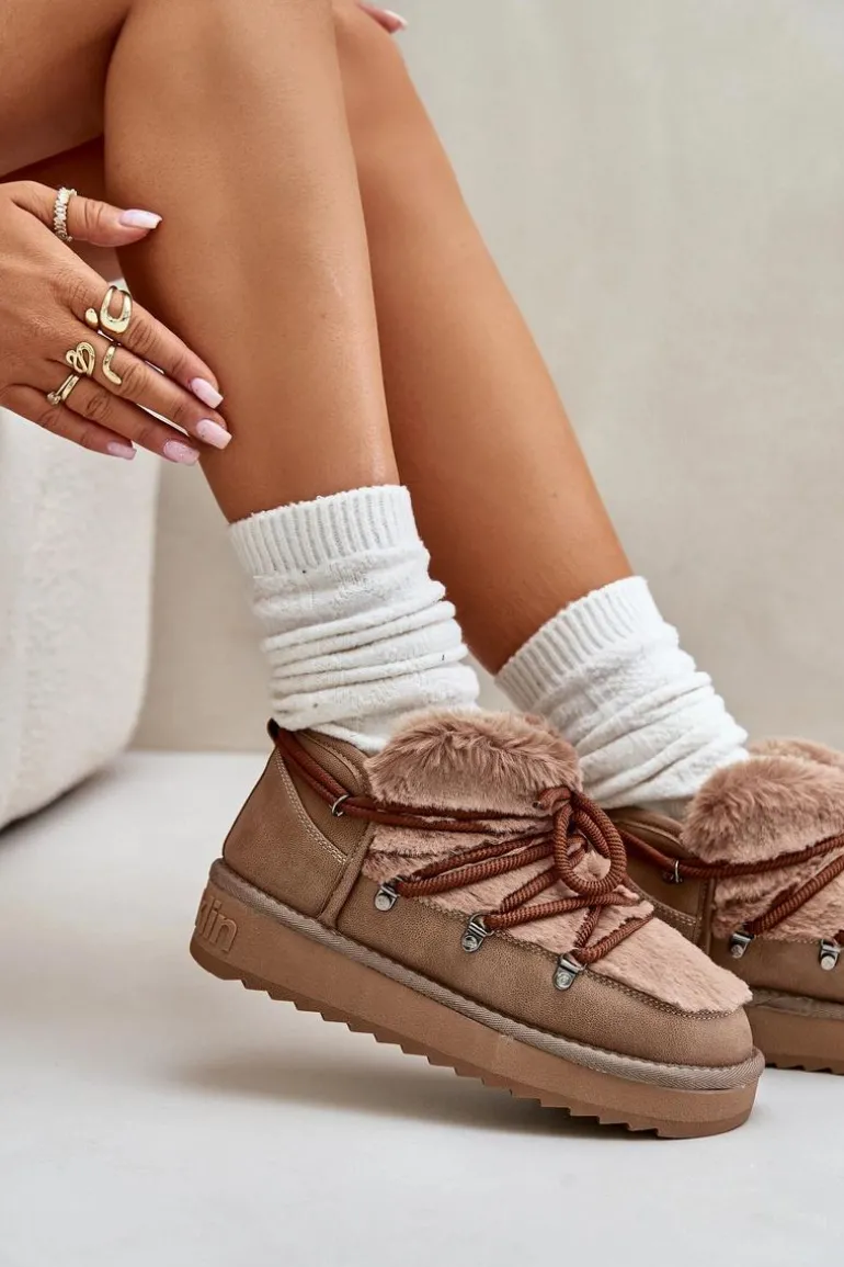 Niskie Śniegowce Na Platformie Z Futerkiem D.Franklin DFSH370011 Brązowe