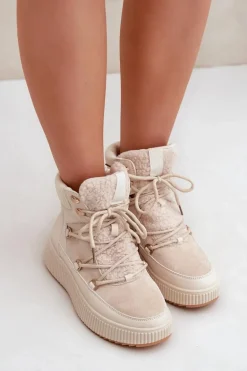 Niskie Śniegowce Na Platformie Jasnobeżowe Naliora