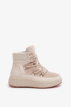 Niskie Śniegowce Na Platformie Jasnobeżowe Naliora