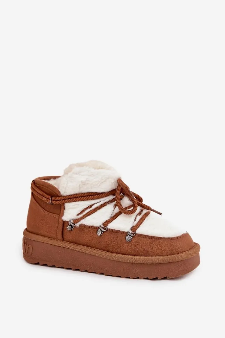 Niskie Śniegowce Na Platformie Z Futerkiem D.Franklin DFSH370011 Camel