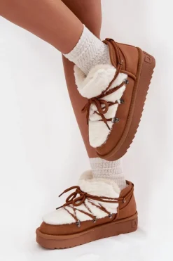 Niskie Śniegowce Na Platformie Z Futerkiem D.Franklin DFSH370011 Camel