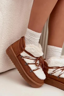 Niskie Śniegowce Na Platformie Z Futerkiem D.Franklin DFSH370011 Camel