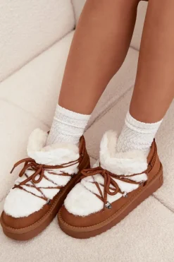 Niskie Śniegowce Na Platformie Z Futerkiem D.Franklin DFSH370011 Camel