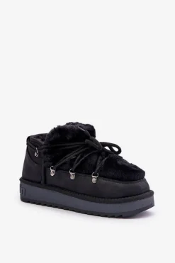 Niskie Śniegowce Na Platformie Z Futerkiem D.Franklin DFSH370011 Czarne