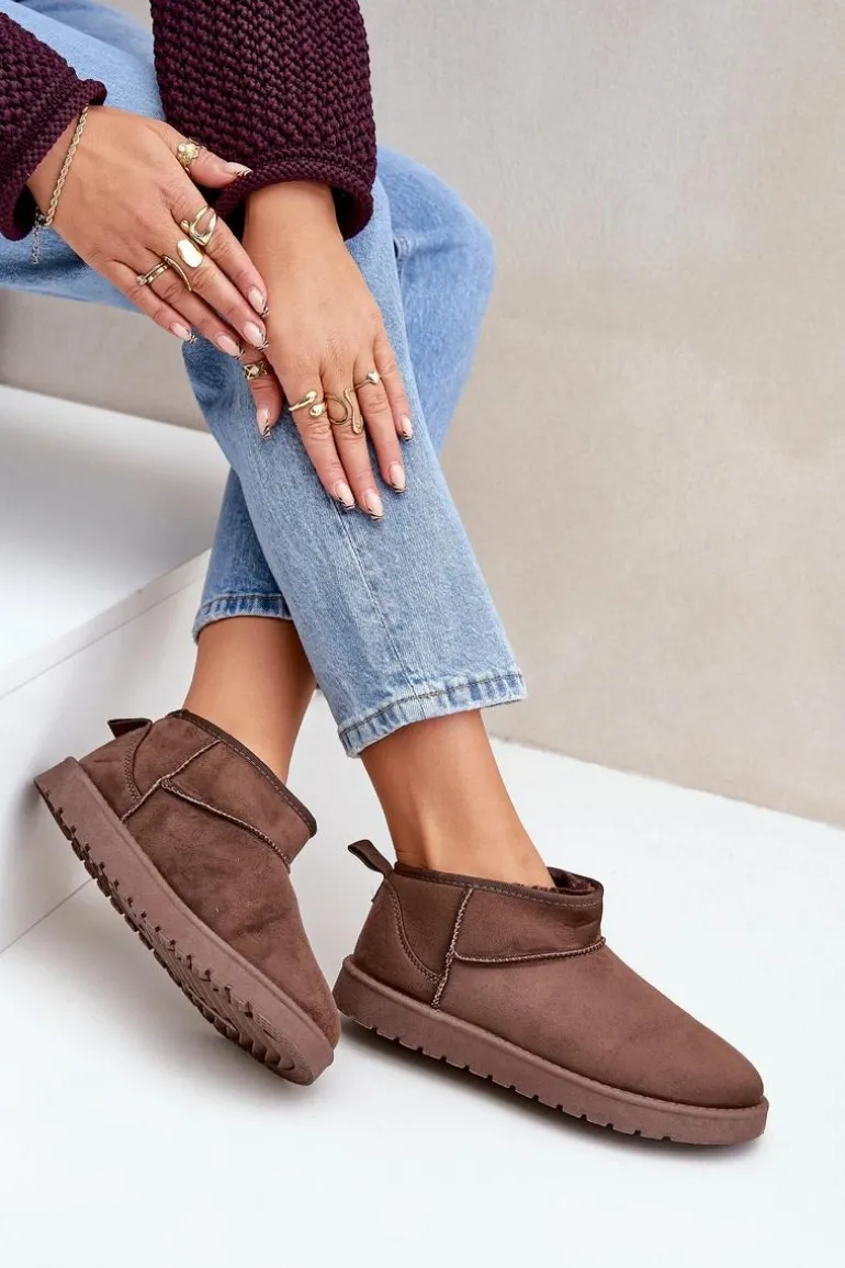 Niskie Śniegowce Z Eko Zamszu Brązowe Nelsanna