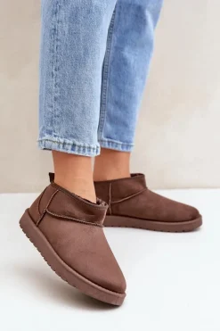 Niskie Śniegowce Z Eko Zamszu Brązowe Nelsanna