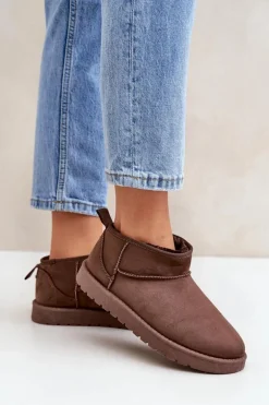 Niskie Śniegowce Z Eko Zamszu Brązowe Nelsanna