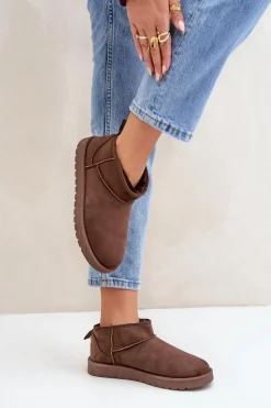 Niskie Śniegowce Z Eko Zamszu Brązowe Nelsanna