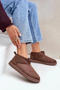 Niskie Śniegowce Z Eko Zamszu Brązowe Nelsanna