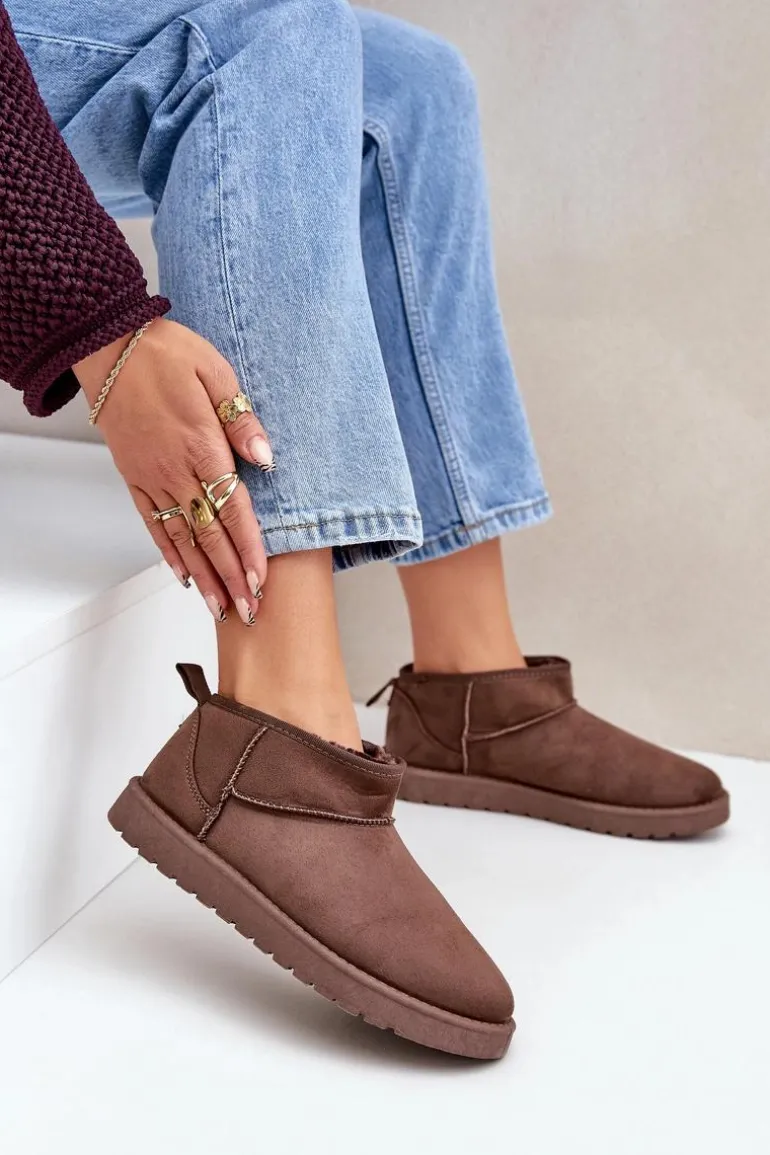 Niskie Śniegowce Z Eko Zamszu Brązowe Nelsanna