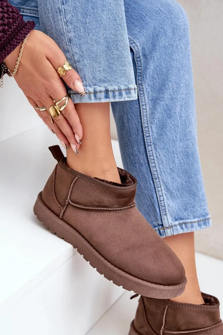 Niskie Śniegowce Z Eko Zamszu Brązowe Nelsanna